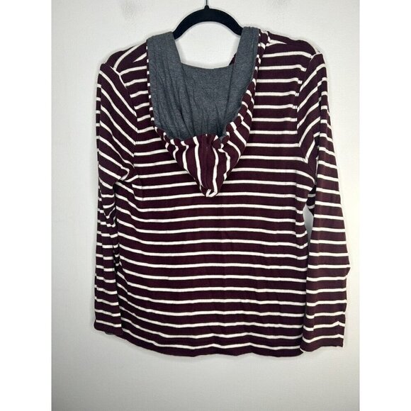 L.L. Bean Zip-up Jacket Maroon White Striped Women’s Vintage Size Medium Petite - Picture 6 of 12